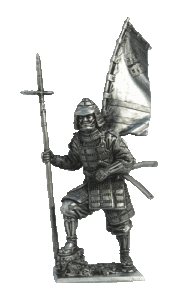 Асигару. Япония, 1600 г. Оловянная военно-историческая модель, чернение