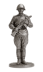 Гвардии красноармеец с ППШ. Оловянная военно-историческая миниатюра, пьютер, чернение