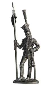 Рядовой гвардейских улан. Франция, 1809-13 гг. Оловянная военно-историческая миниатюра, пьютер, чернение
