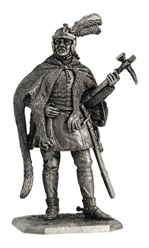 Польский гусарский товарищ. Оловянная военно-историческая миниатюра, чернение