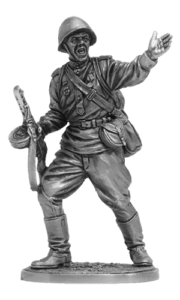 Гвардии рядовой Красной Армии, 1943-45 гг. Оловянная военно-историческая миниатюра, пьютер, чернение