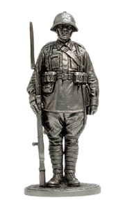 Красноармеец пехоты РККА, 1939-41 гг. Оловянная военно-историческая миниатюра, пьютер, чернение