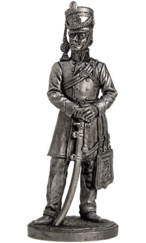 Офицер гусарского полка. Баден, 1812 г. Оловянная военно-историческая миниатюра, пьютер, чернение