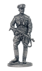 Офицер истребительно-противотанковой артиллерии. Красная Армия, 1943-45 гг. Оловянная военно-историческая миниатюра, пьютер, чернение