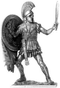 Афинский гоплит. Военно-историческая миниатюра. Оловянная фигурка, чернение