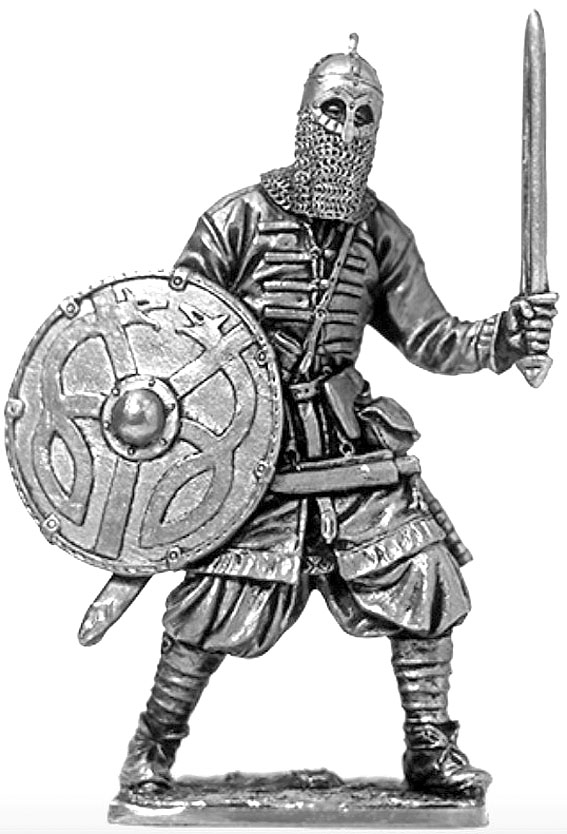 Варяжский дружинник. Оловянная военно-историческая модель, чернение