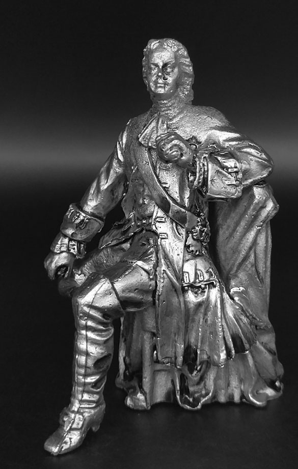 Император Всероссийский Пётр I. Оловянная военно-историческая миниатюра, пьютер, чернение
