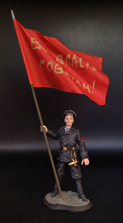 Матрос с флагом. Оловянная историческая миниатюра ручной работы, пьютер, роспись акриловыми красками