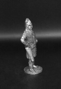 Русский воин с луком. Военно-историческая миниатюра. Фигурка из пьютера, литье, пайка, чернение.